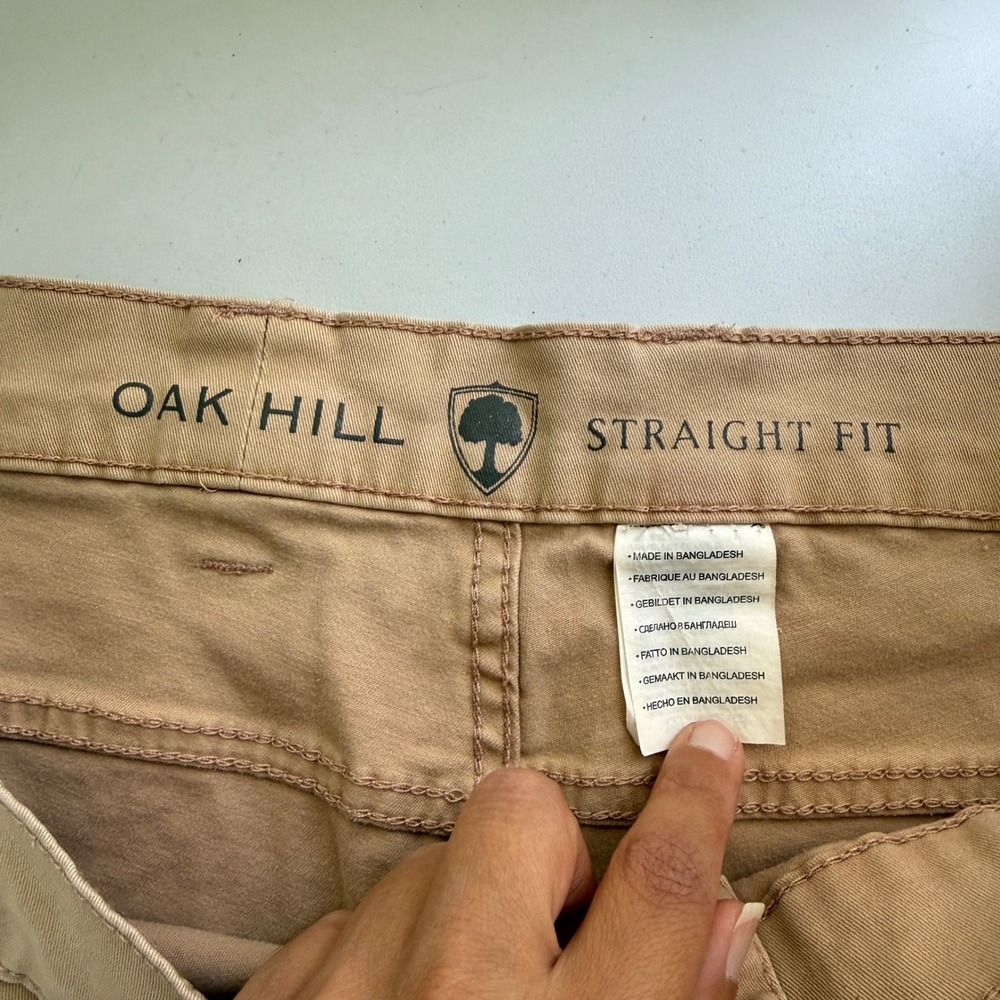 Oak Hill Straight Fit Khaki Chino Pants Mens 50x27 Tan Stretch Cotton DXL - Picture 11 of 12